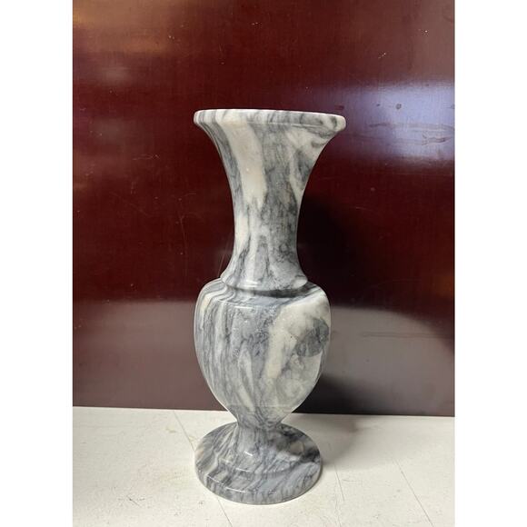 Vintage Gray And White Marble Flower Home Decor Vase 8" - Picture 5 of 10